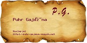 Puhr Gajána névjegykártya